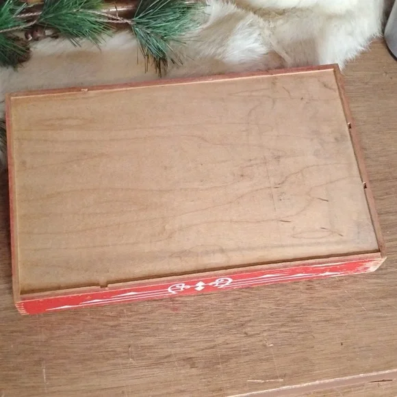 . Vintage Wooden Drawer Divider - Red & White Wood Utensil Organizer - Picture 6 of 9